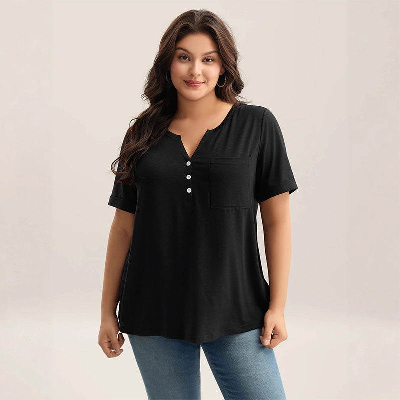 Camiseta de manga corta informal de talla grande para mujer