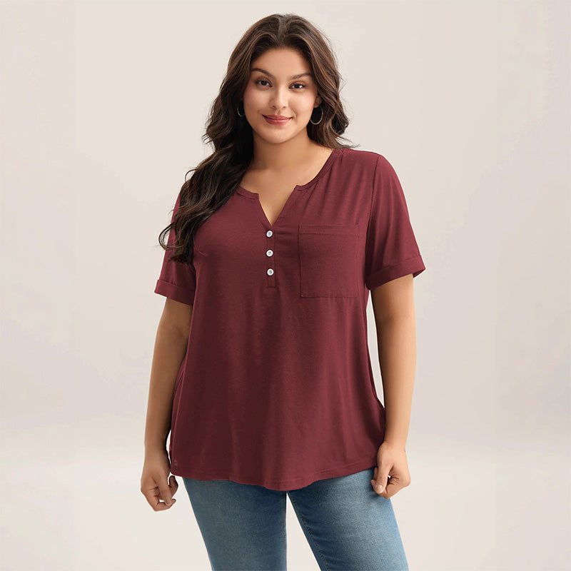 Camiseta de manga corta informal de talla grande para mujer