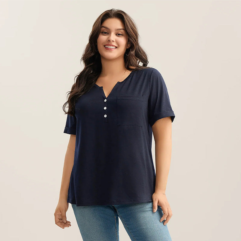 Camiseta de manga corta informal de talla grande para mujer
