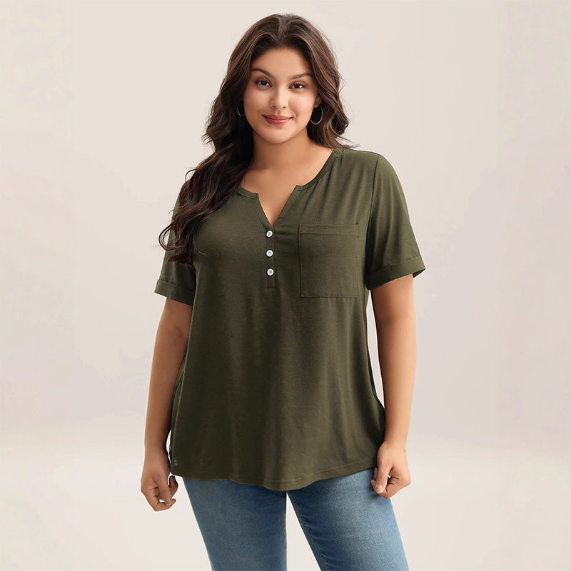 Camiseta de manga corta informal de talla grande para mujer