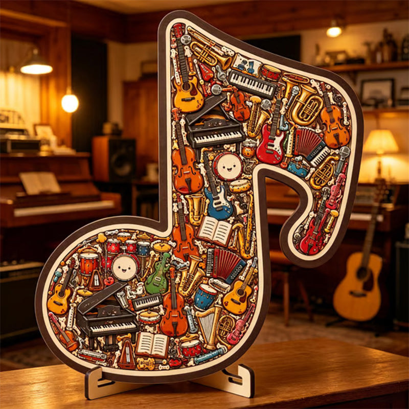 Rompecabezas de notas musicales de madera