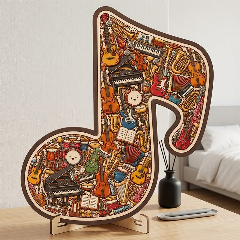 Rompecabezas de notas musicales de madera