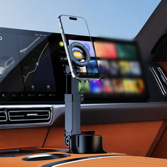 Soporte para móvil tipo portavasos para coche: ajustable en 360°, potente imán N52, manejo con una sola mano, compatible con todos los móviles