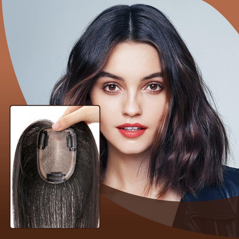 Toppers de Cabello Negro Natural con Clips para Mujer