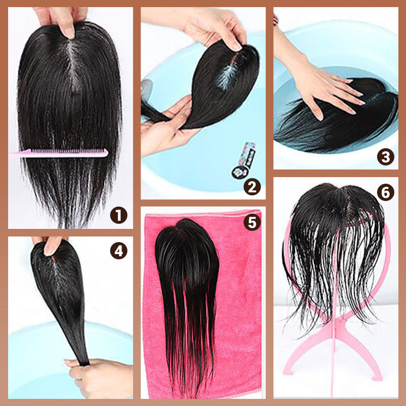 Toppers de Cabello Negro Natural con Clips para Mujer