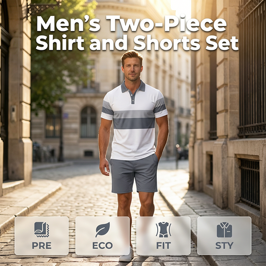 👕 Conjunto de camisa y pantalones cortos 2 piezas para hombre – cómodo, transpirable y versátil para verano, ocio y viajes ☀️🩳