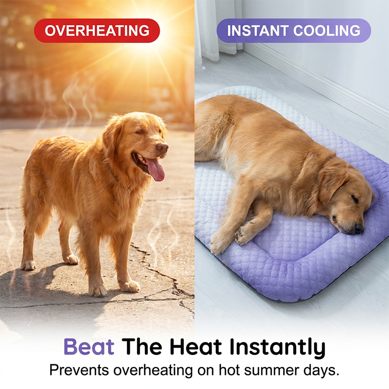 💖 Alfombrilla refrescante para perros y gatos 🐾 Cojín de seda helada, naturalmente fresca • Transpirable, lavable y suave 🌿🐶🐱