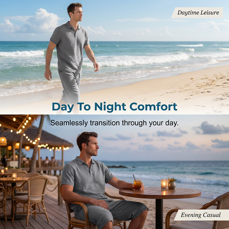 🍃 Conjunto de Lino para Hombre – Camisa y Pantalón Capri, Transpirable, 7 Colores, Tallas S-3XL ✨
