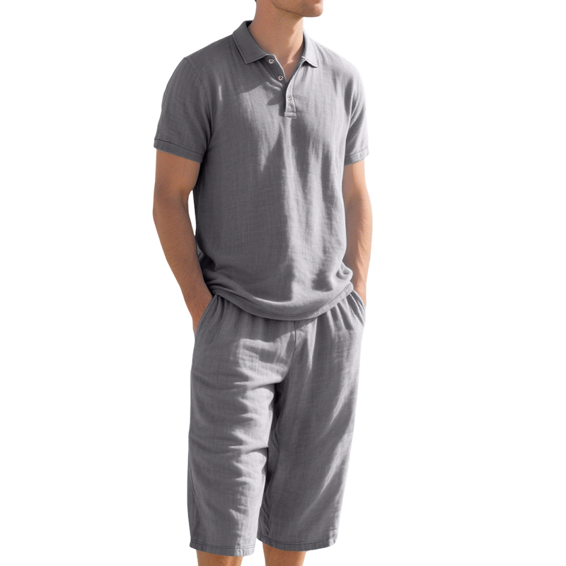 🍃 Conjunto de Lino para Hombre – Camisa y Pantalón Capri, Transpirable, 7 Colores, Tallas S-3XL ✨