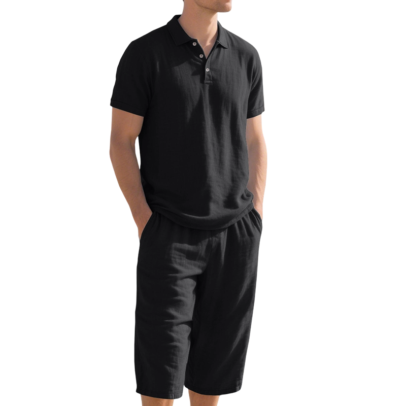 🍃 Conjunto de Lino para Hombre – Camisa y Pantalón Capri, Transpirable, 7 Colores, Tallas S-3XL ✨