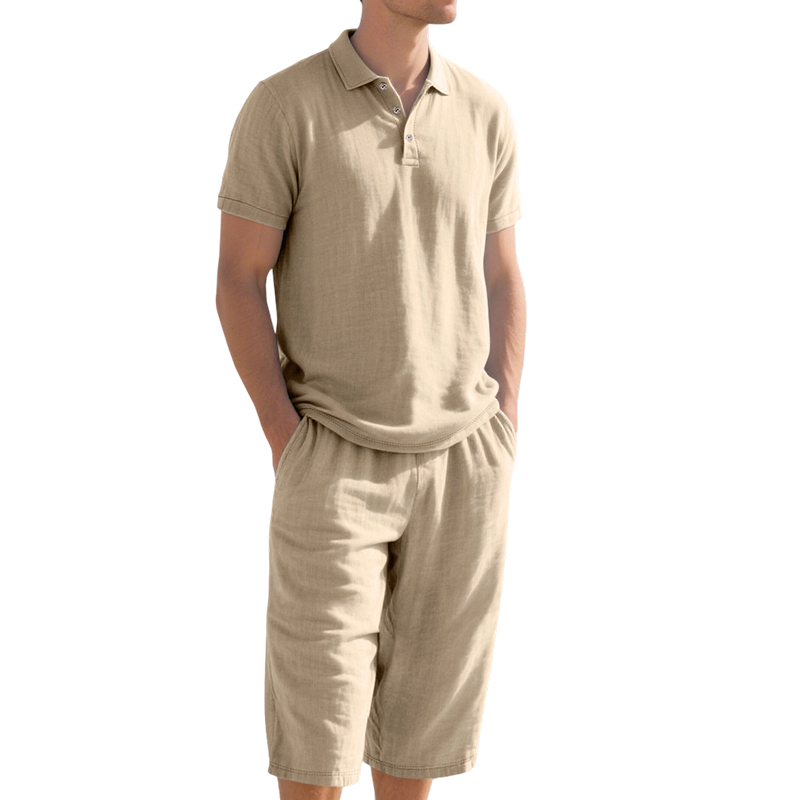 🍃 Conjunto de Lino para Hombre – Camisa y Pantalón Capri, Transpirable, 7 Colores, Tallas S-3XL ✨