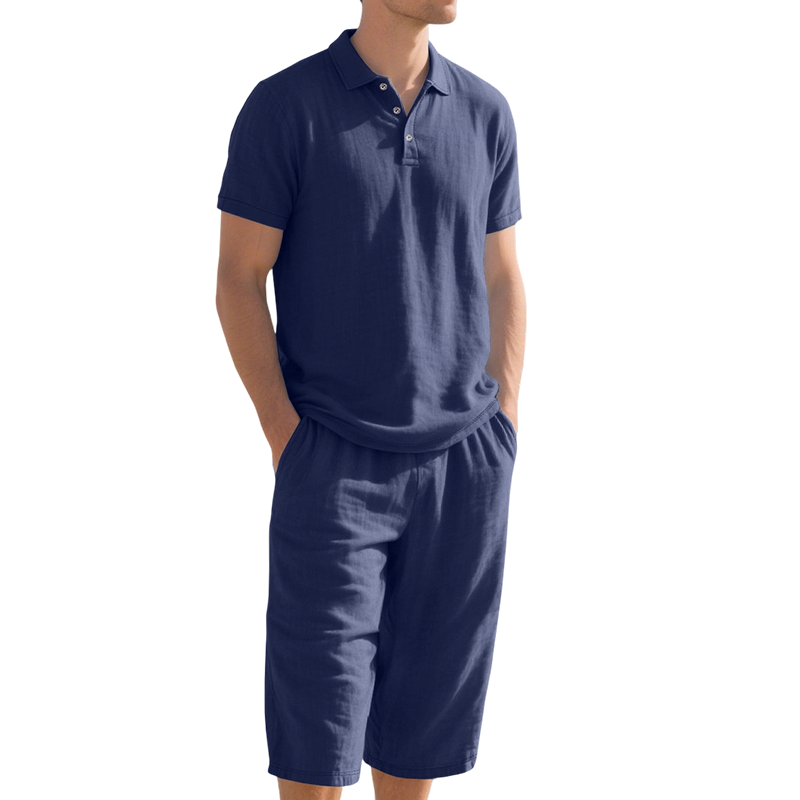 🍃 Conjunto de Lino para Hombre – Camisa y Pantalón Capri, Transpirable, 7 Colores, Tallas S-3XL ✨