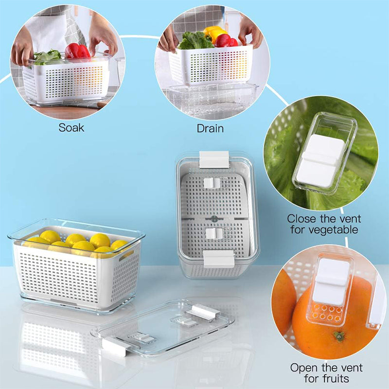 Contenedor de almacenamiento de frutas y verduras frescas