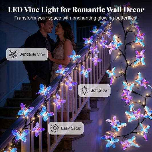 🌿Luces LED de enredadera con mariposas románticas