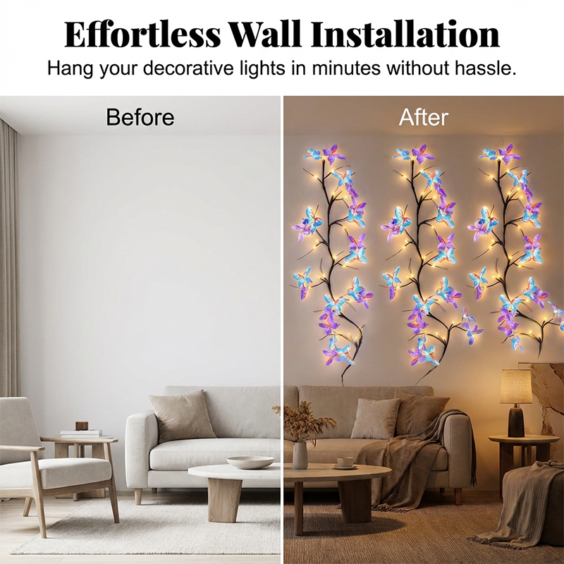 🌿Luces LED de enredadera con mariposas románticas