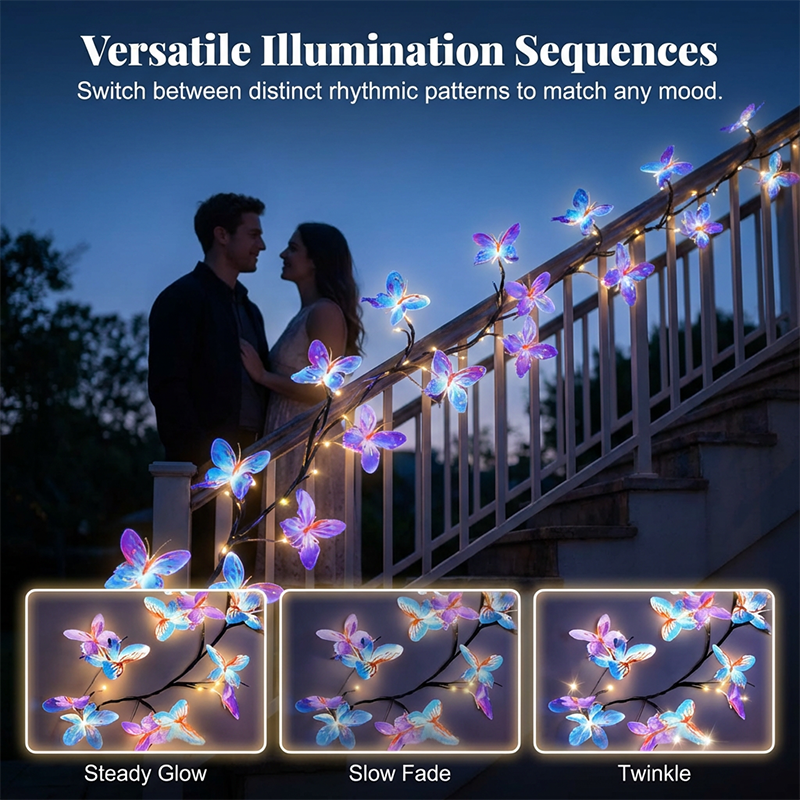 🌿Luces LED de enredadera con mariposas románticas
