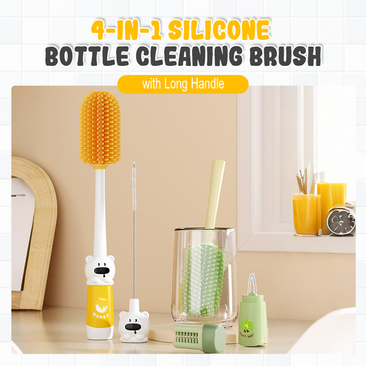 4-in-1 Silicone Bottle Cleaning Brush with Long Handle