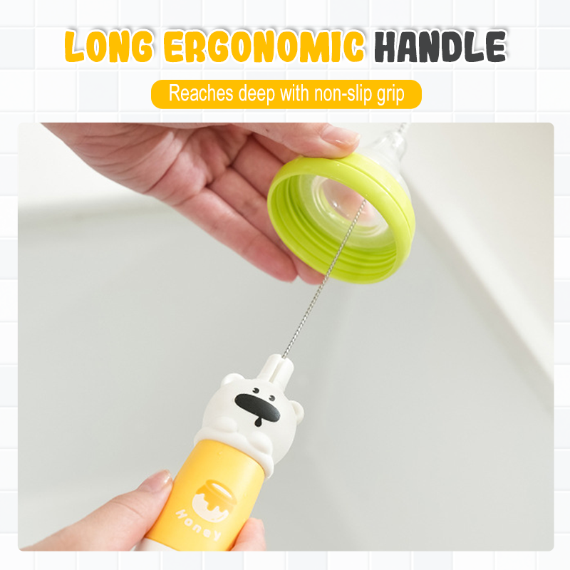 Cepillo de limpieza de silicona 4 en 1 con mango largo