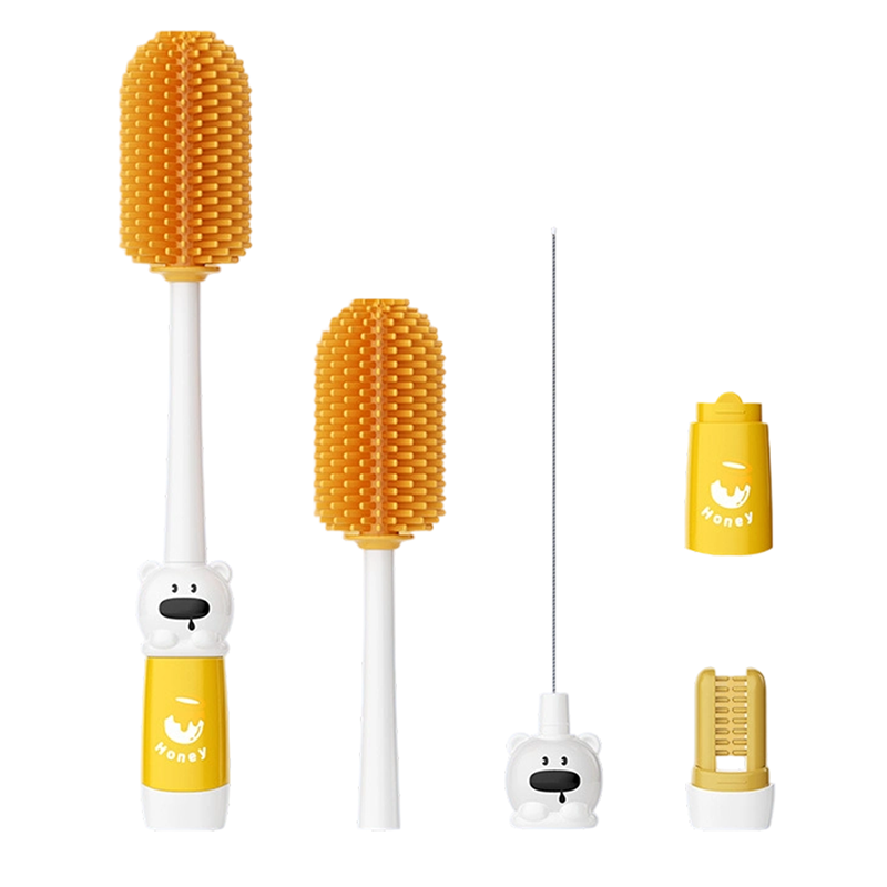 Cepillo de limpieza de silicona 4 en 1 con mango largo