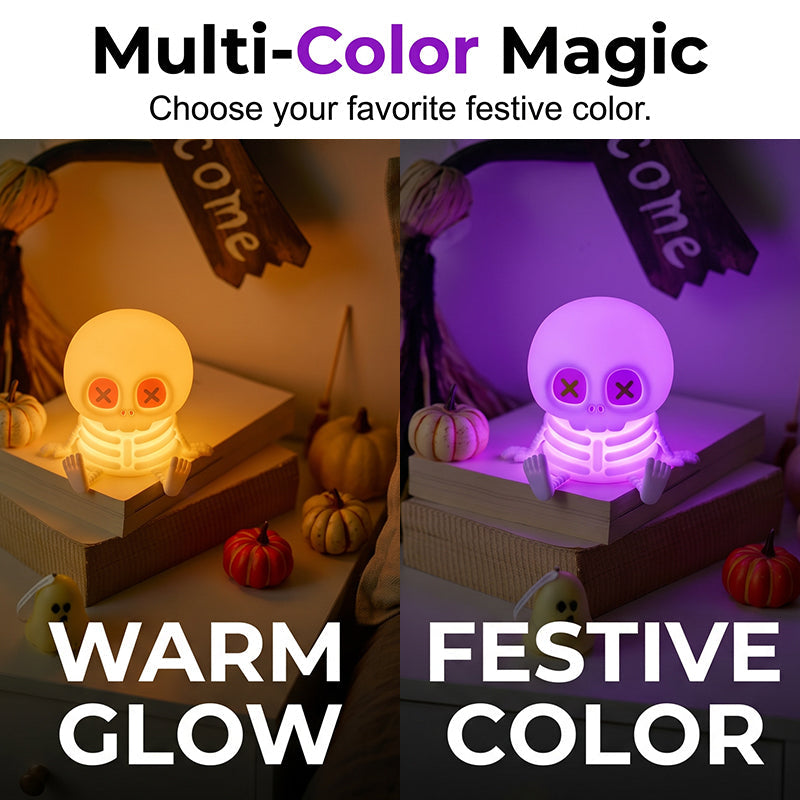 Lámpara Nocturna de Silicona con Calavera de Halloween y Control Táctil