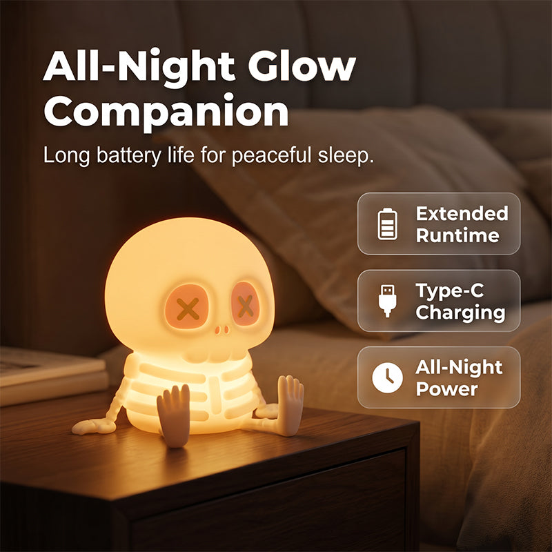 Lámpara Nocturna de Silicona con Calavera de Halloween y Control Táctil