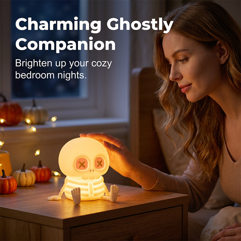 Lámpara Nocturna de Silicona con Calavera de Halloween y Control Táctil