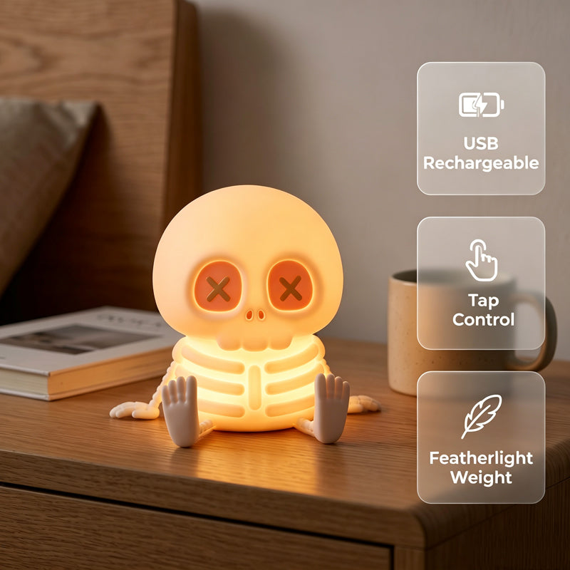 Lámpara Nocturna de Silicona con Calavera de Halloween y Control Táctil