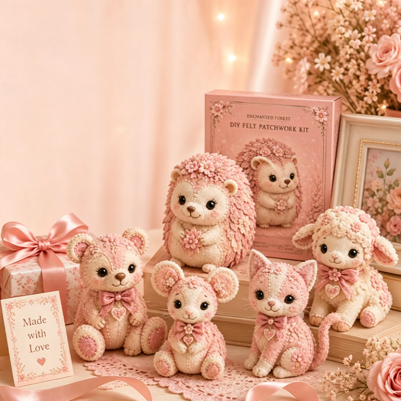 Kit DIY de Retazos de Fieltro Rosa