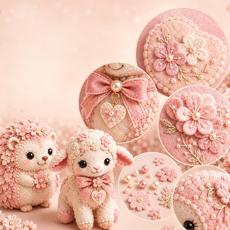 Kit DIY de Retazos de Fieltro Rosa