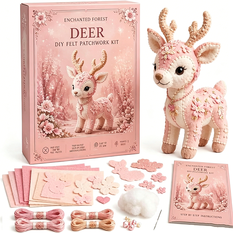 Kit DIY de Retazos de Fieltro Rosa