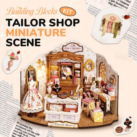 Kit de Bloques de Construcción para Escena Miniatura de Sastrería