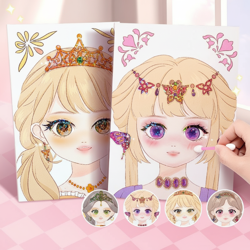 Kit de manualidades de maquillaje de papel con temática de princesas