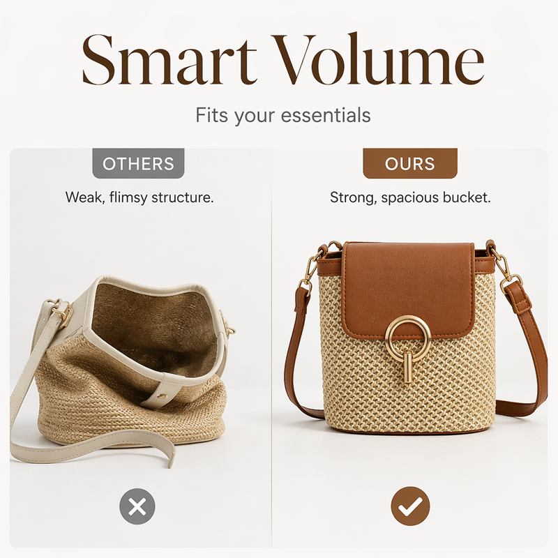 Bolso cruzado de paja para mujer