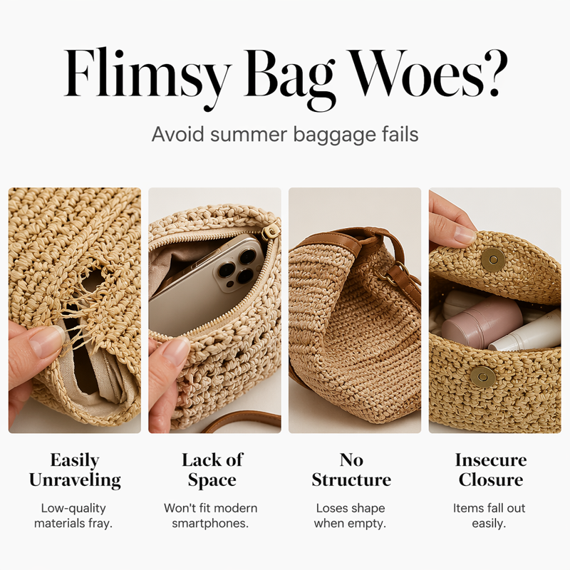 Bolso cruzado de paja para mujer