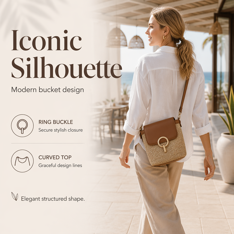 Bolso cruzado de paja para mujer