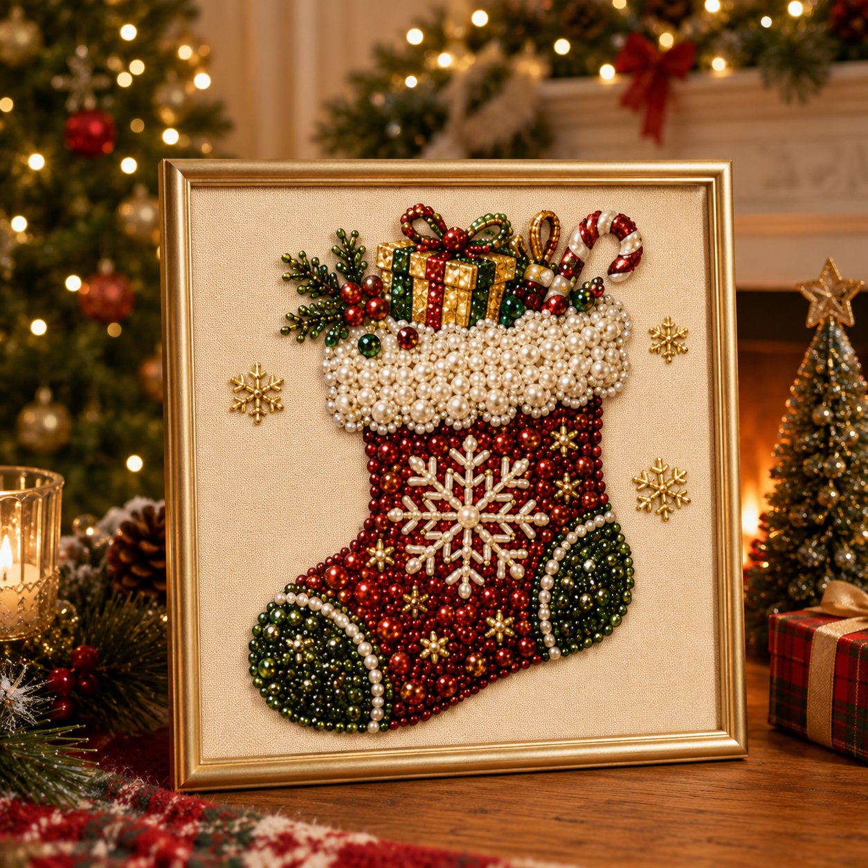 🎨💎Kit de manualidades de Navidad para crear un cuadro de diamantes con perlas