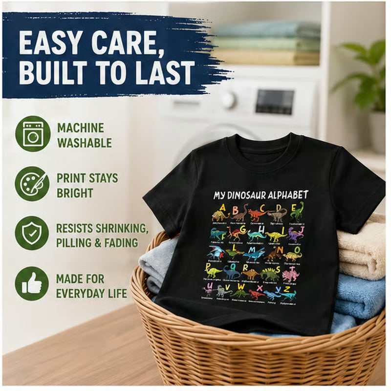 👕🦕 Camiseta Infantil con Estampado de Dinosaurios y Alfabeto
