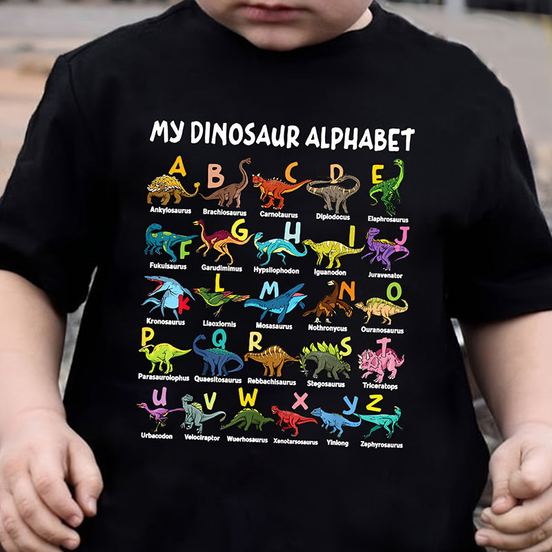 👕🦕 Camiseta Infantil con Estampado de Dinosaurios y Alfabeto